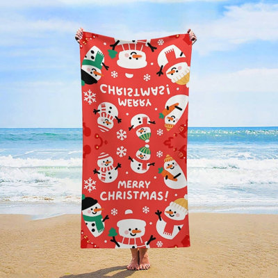 Serviette de plage en microfibre de Noël à séchage rapide, 30 x 60 po
