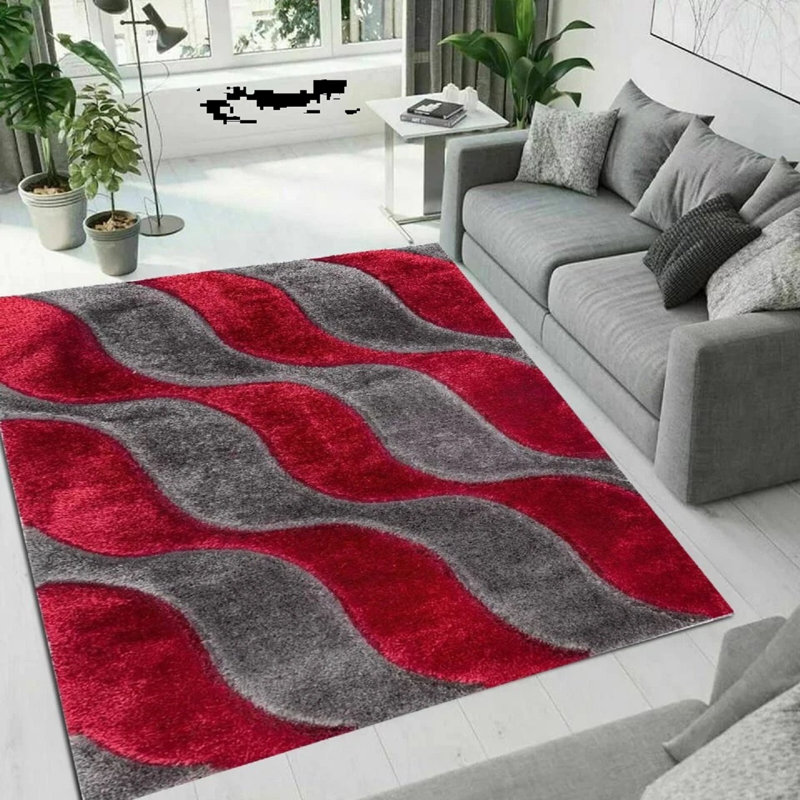 Geometric Shag Area Rug, Rectangle 200 x 290 cm