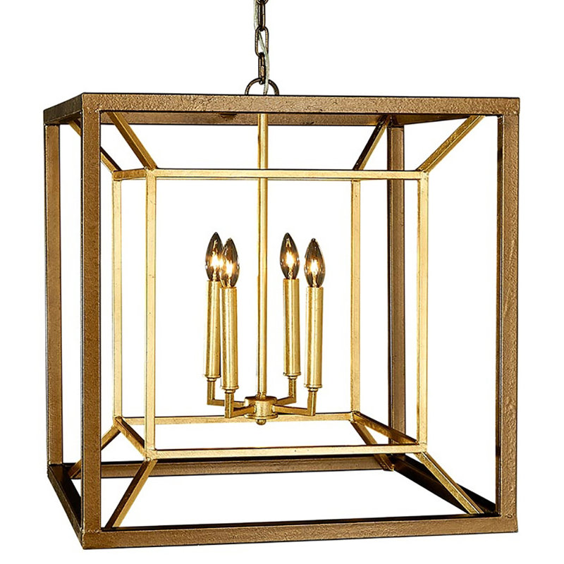 Lustre carré de style lanterne à 4 lumières Naples
