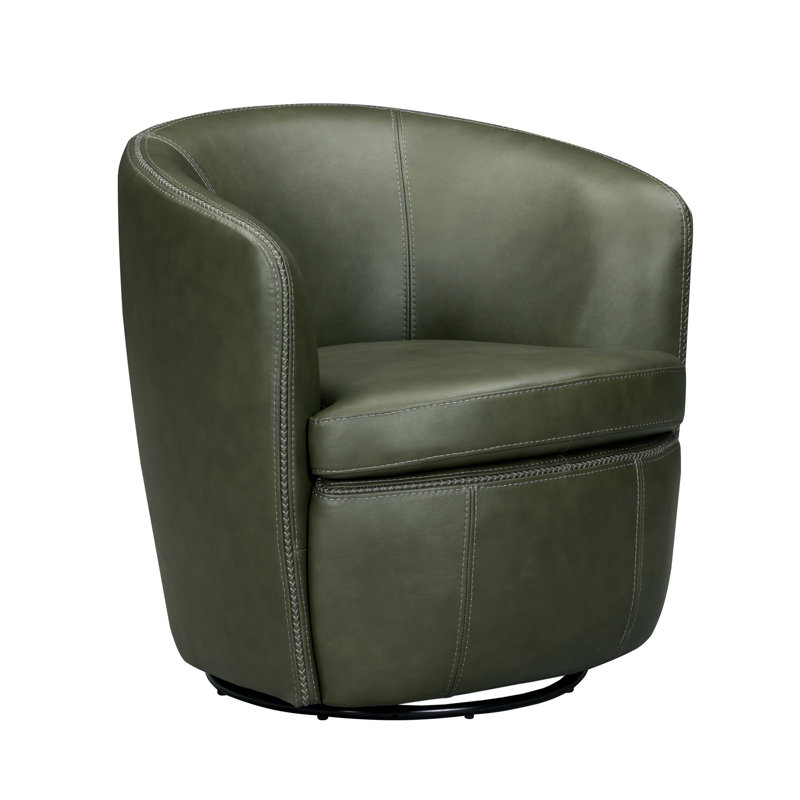 100% Italian Leather Swivel Club Chair, Lyric Sage