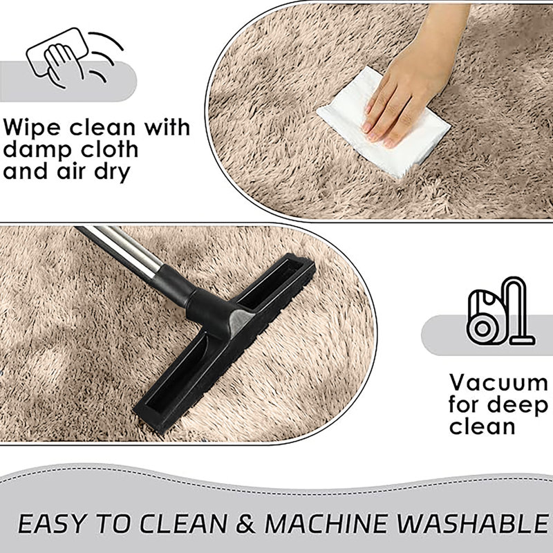 Machine Tufted High Pile Shag Area Rug(Ultra Soft & Fluffy), Rectangle 120 x 170 cm, Beige