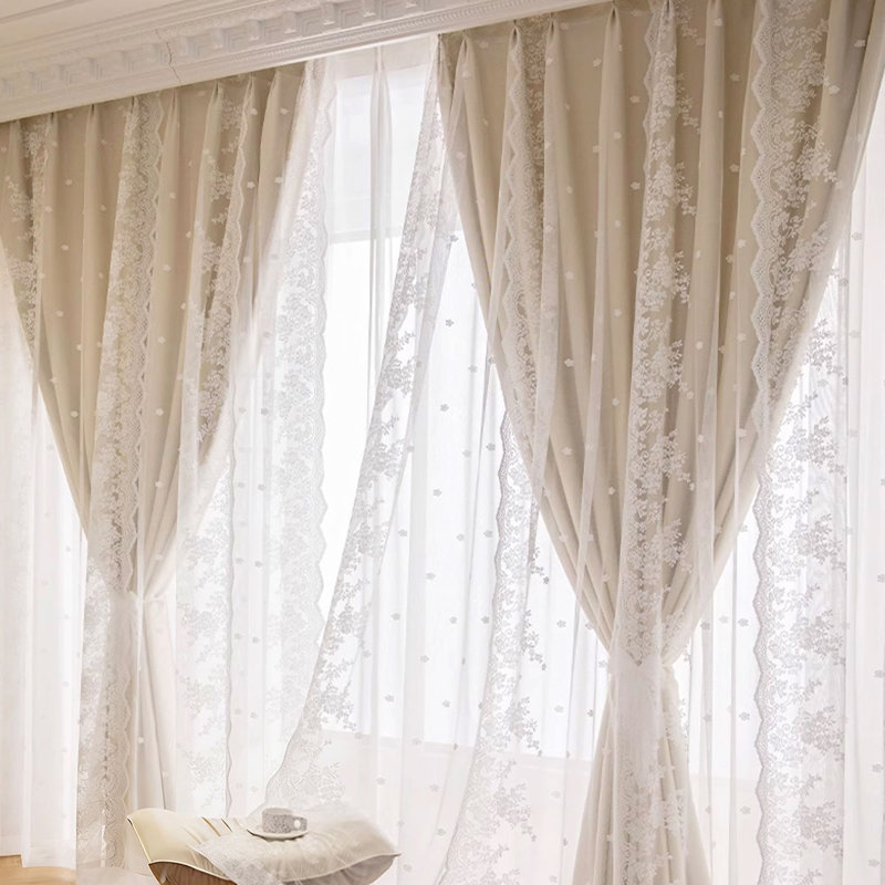 MEISIMENGSHA 2pcs, Beige 8#, 83"Wx91"L