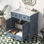 Meuble-lavabo de 30 po avec lavabo en résine, armoire de rangement en bois massif avec portes à fermeture douce, style rétro-106897203