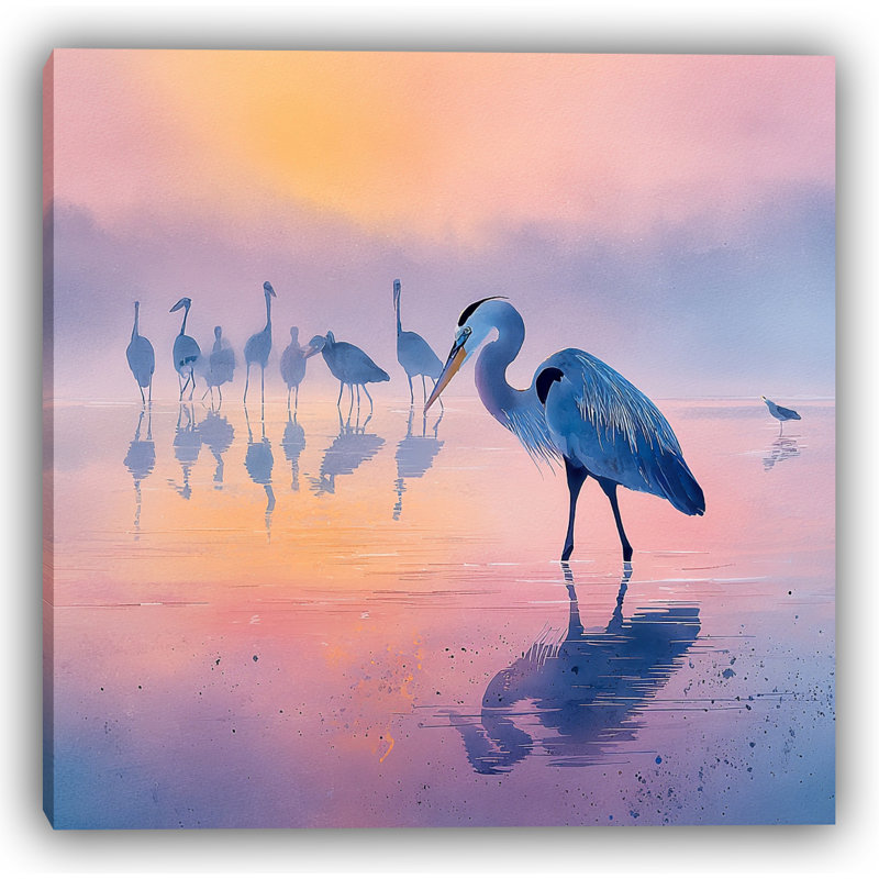 «Feather Study Heron», art mural sur toile tendue, H 20 po x l 20 po