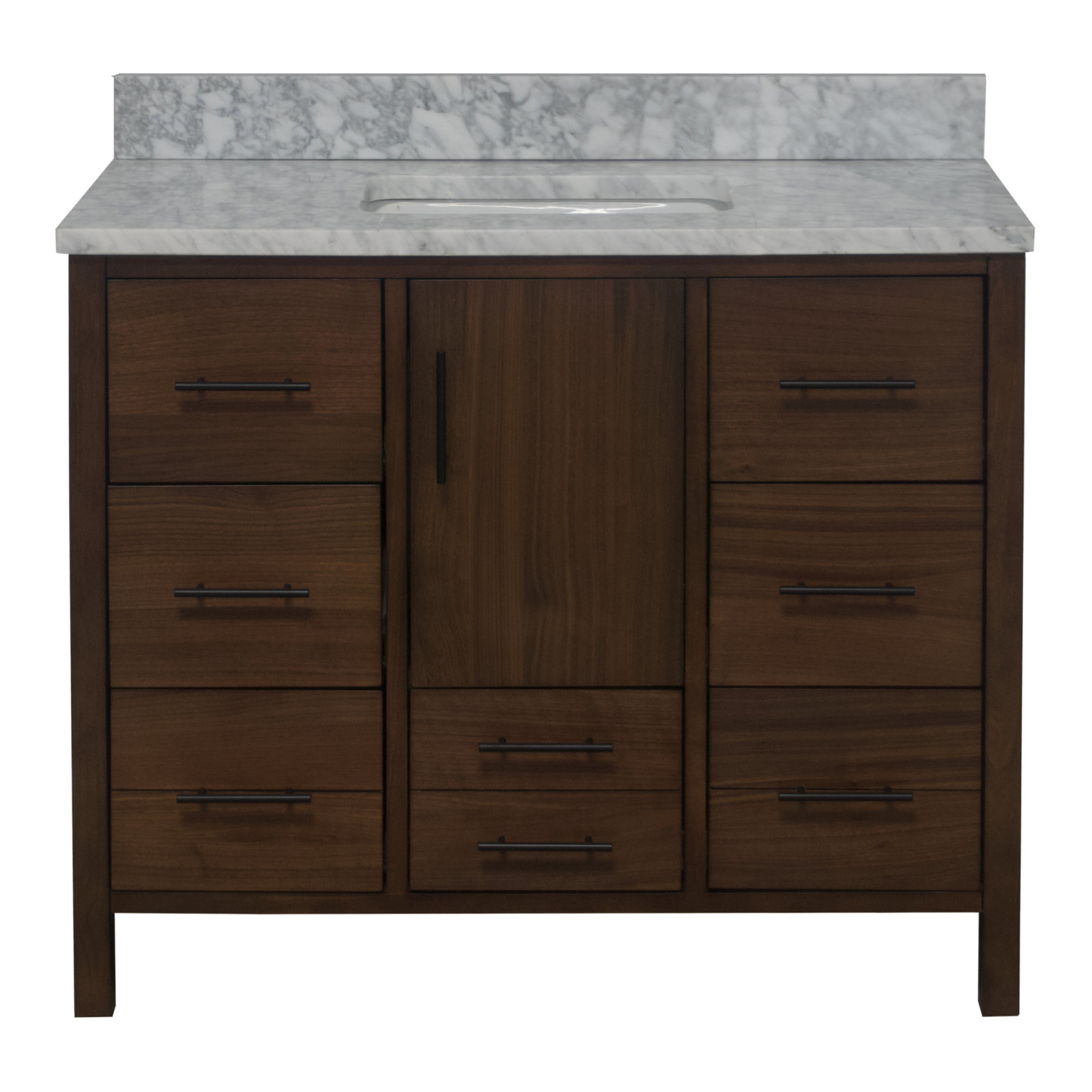 Kiara 42'' Single Bathroom Vanity, Carrara Marble, Walnut
