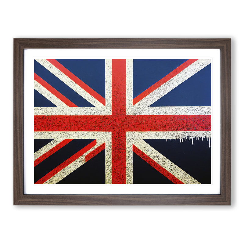 XH1022-6700X Painted Union Jack Flag Vol.3 Abstract - Single Picture Frame Print, 46cm H x 64cm W x 2cm D, Walnut