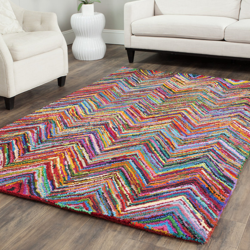 Anaheim Hand Tufted Wool Pile Chevron Rug, Rectangle 5' x 8'