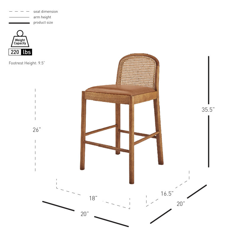 Brishaun Faux Leather Counter Stool, Brown
