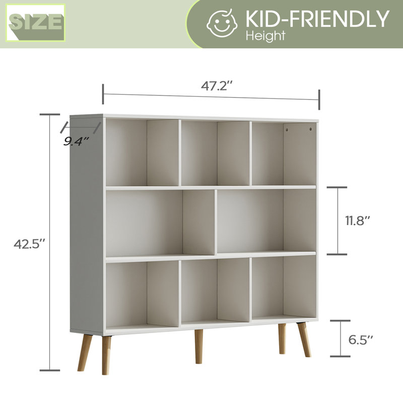 Bookcase, Grand White, 42.5" H x 47.2" W x 9.4" D