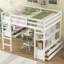 Lit mezzanine avec bureau intégré avec deux tiroirs et tablettes et tiroirs de rangement-542712035