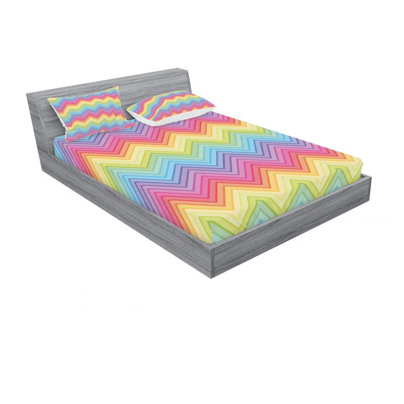 Microfiber Chevron Sheet Set, Full/Double Sheet Set with Fitted Sheet