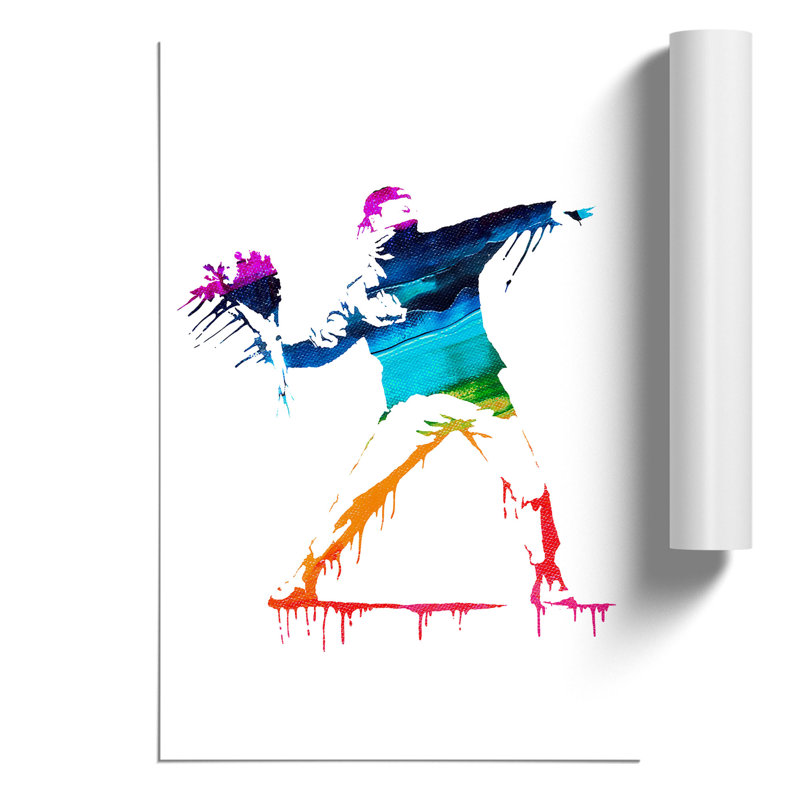 Banksy Flower Thrower - Frameless Print, 84cm H x 59cm W x 0.1cm D