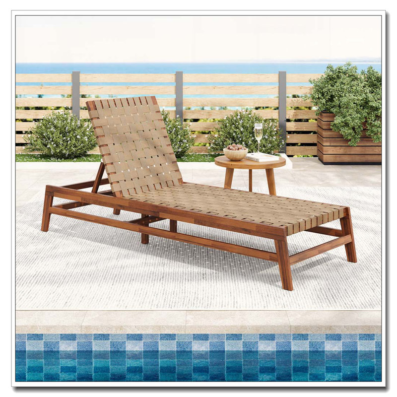 Outdoor Rope Chaise Lounge, Light Brown,Mocha