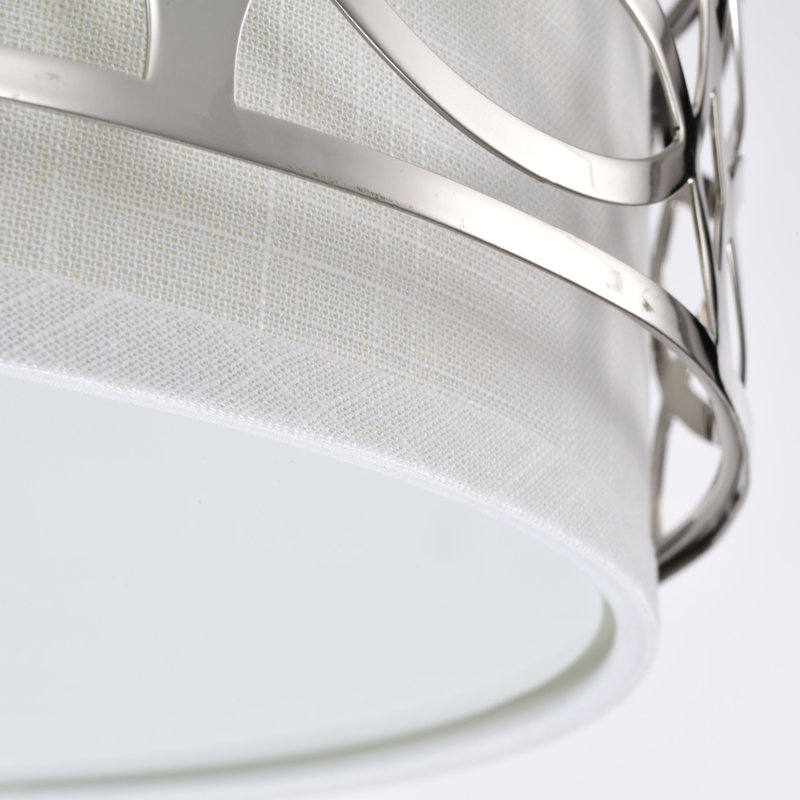 Washington Mews Fabric Semi Flush Mount, Polished Nickel, Slate Gray