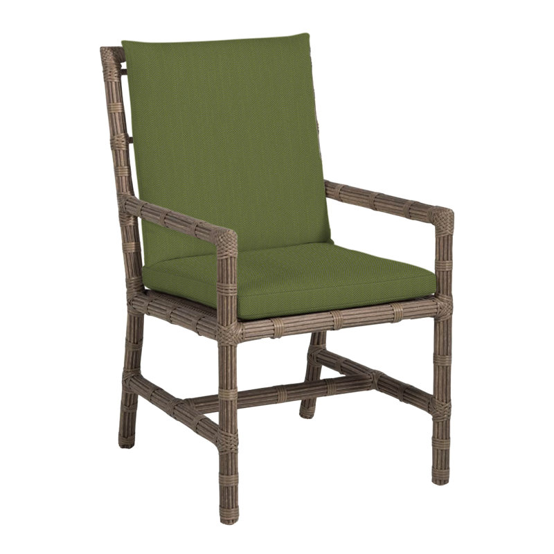 Newport Patio Dining Armchair with Cushions, No Welt, Newport #66 Burlap, Linen Forest