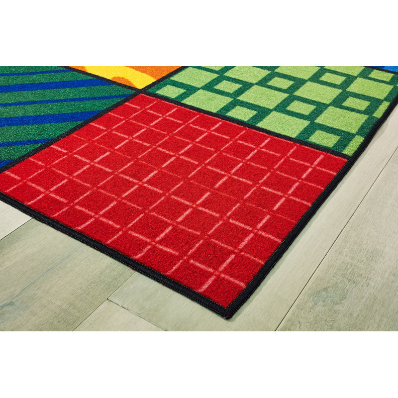 Patterns At Play Machine Washable KID$ Value Rugs™ Tufted Blue/Green/Red Area Rug, Rectangle 3' x 4'6"