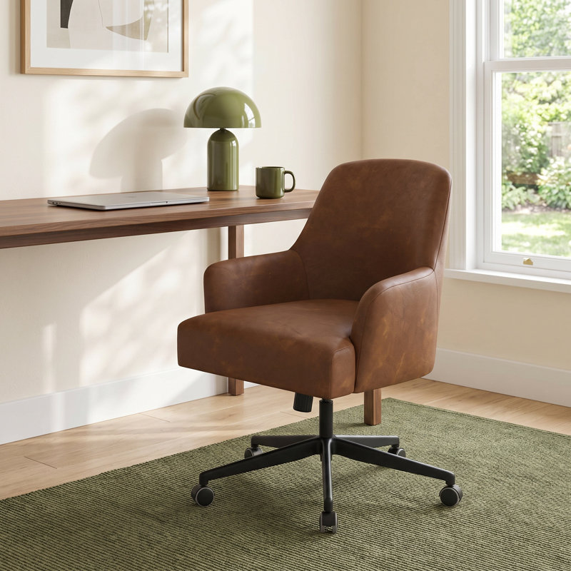 Acosta Task Chair, Distressed Saddle Brown Performance Faux Leather