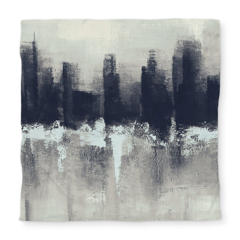 Dark City Shapes Bedroom Queen Duvet Cover - White Back Decor