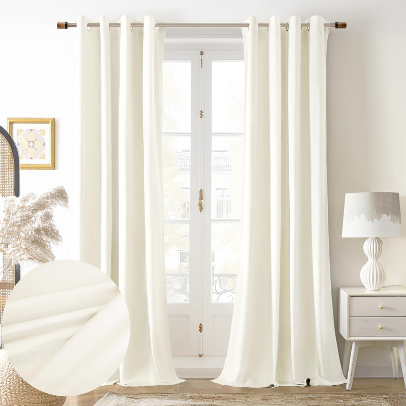 Ensemble de 2 rideaux obscurcissants en velours, Blanc, L 52 po x L 84 po