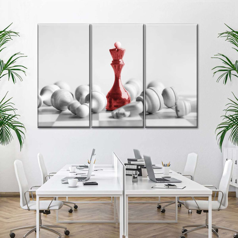 Chess Red Queen 3 pièces, H 24 po x l 38 po x P 1,25 po