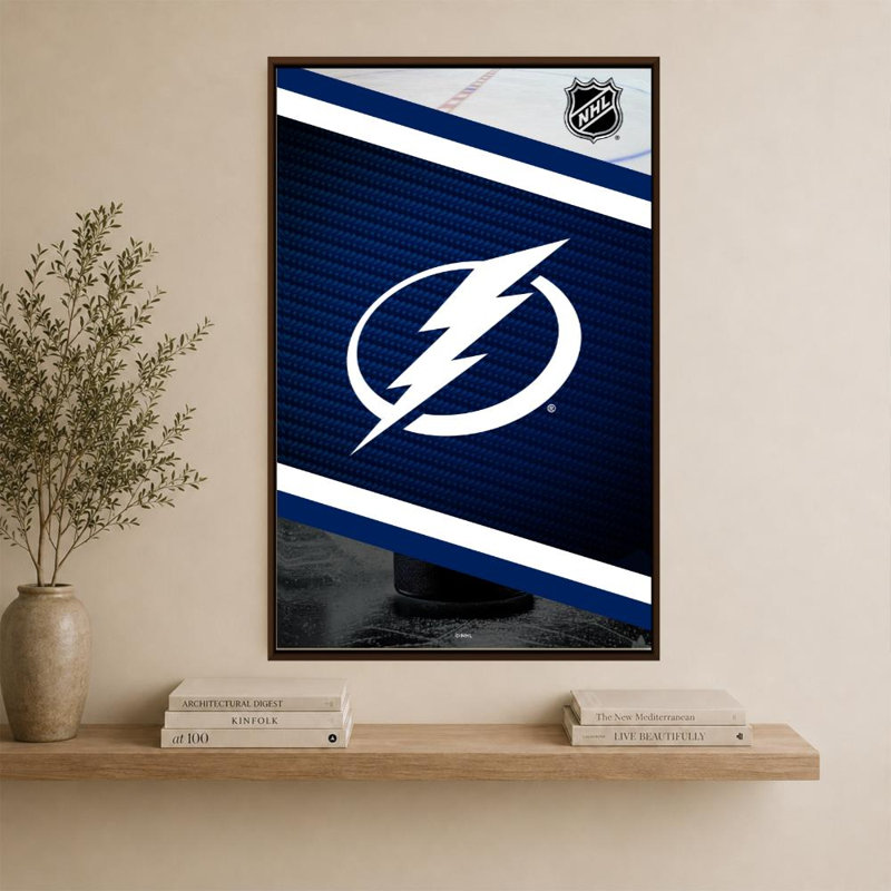 Décoration murale du Lightning de Tampa Bay (NHL), 60" H x 40" W, Flat Floating Frame, Brun