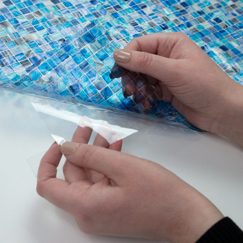 Blue Mosaic Frosted Privacy Window Film, 24-in x 74-in