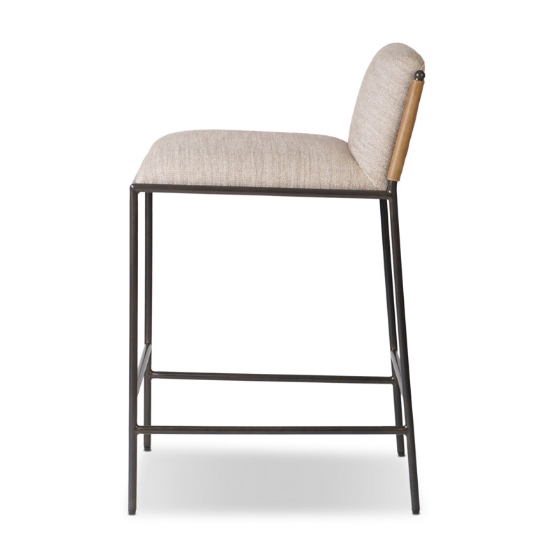Rachael Upholstered Bar Stool with Metal Frame, Alcala Wheat, Counter Stool (27” Seat Height)