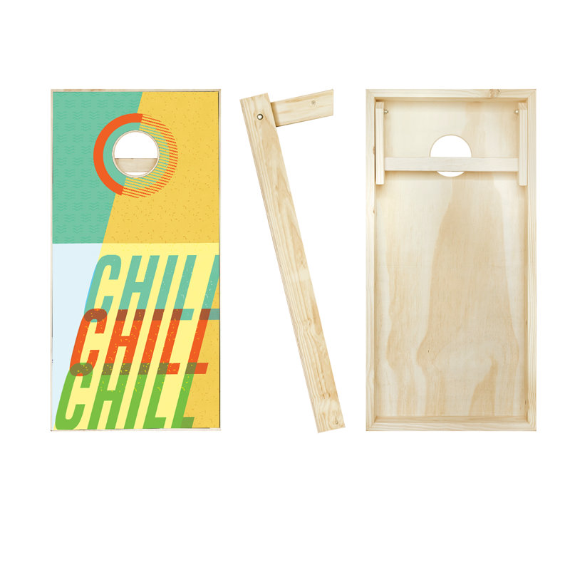 Ensemble de cornhole en bois massif 2 'x 4' avec sacs, Noir / vert Kelly