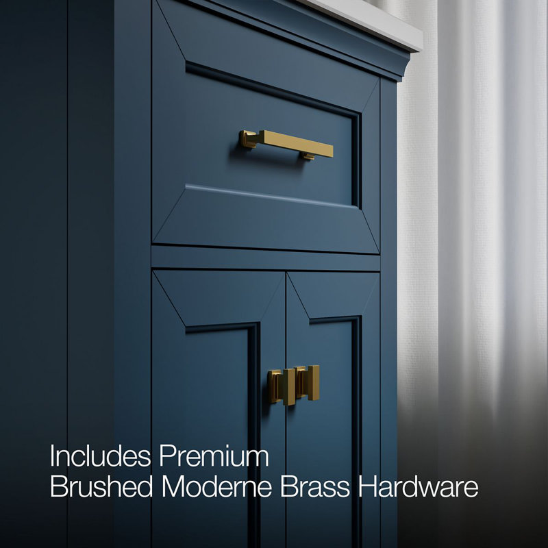 Charlemont 24 In. Bathroom Vanity Cabinet With Sink And Quartz Top, Tidal Blue