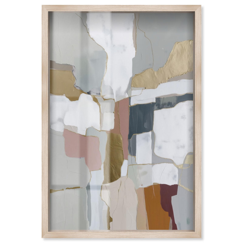 Décoration murale bohème minéral Shards V Shadowbox Print par Art Remedy, cadre blond, 20 x 30, H 31 po x l 21 po