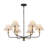 Kingsley - Chandelier - Black with Brushed Brass Accent - Fabric Shade-1437123843-1437123844