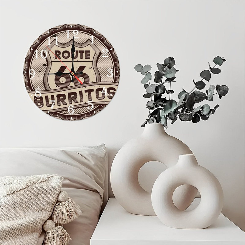 Horloge murale en bois 10 po, mouvement silencieux, à piles (piles AA non incluses), décor artistique, parfait pour les décorations