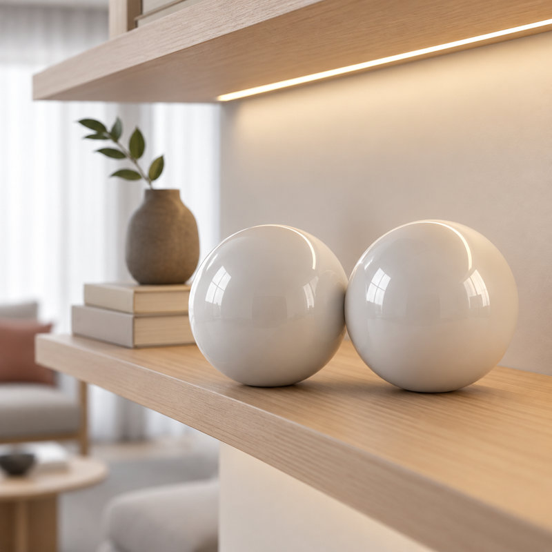 4393T 3"D White Enamel Sphere - Box of 2, 3" H x 3" W x 3" D, White, 2