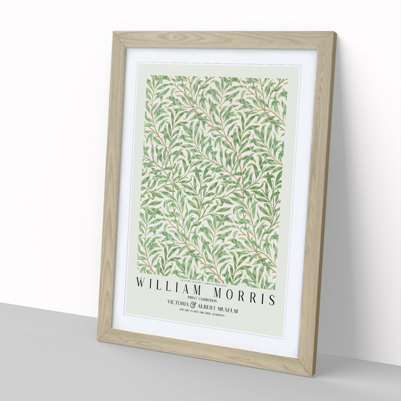 Willow Bough with Border by William Morris - Framed Print, 48cm H x 36cm W x 2cm D, Oak Framed