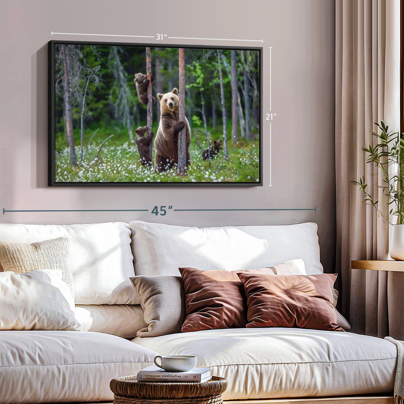 Animal «Bears In Forest», art mural, H 21 po x l 31 po