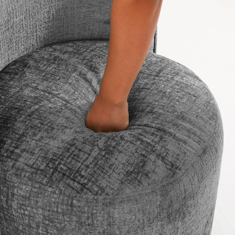 Chaise de salle à manger rembourrée et pivotante en tonneau gris moderne, Gris chenille