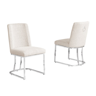 Minimal Side Chairs With Boucle Fabric Base