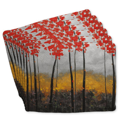 Abstract Autumn Trees Braided Polyester Andaluss Set of 6
