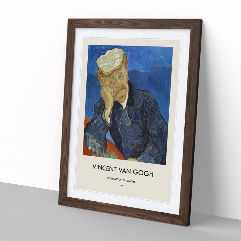 Dr Paul Gachet by Vincent Van Gogh - Single Picture Frame Print, Walnut Framed, 48cm H x 36cm W x 2cm D