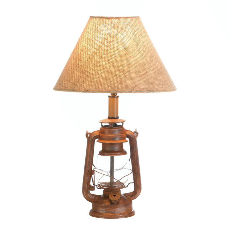 Vintage Camping Lantern Table Lamp | Rustic Desk Light
