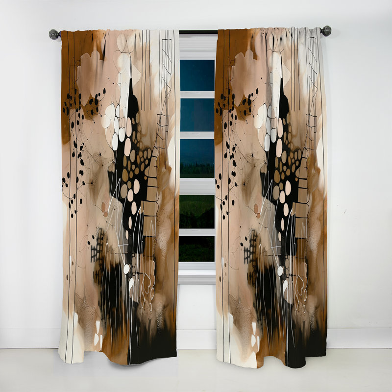Gabouray - Liberté artistique brune et noire II - Rideau moderne - Velours obscurcissant - 1 panneau, L 52 po x L 84 po