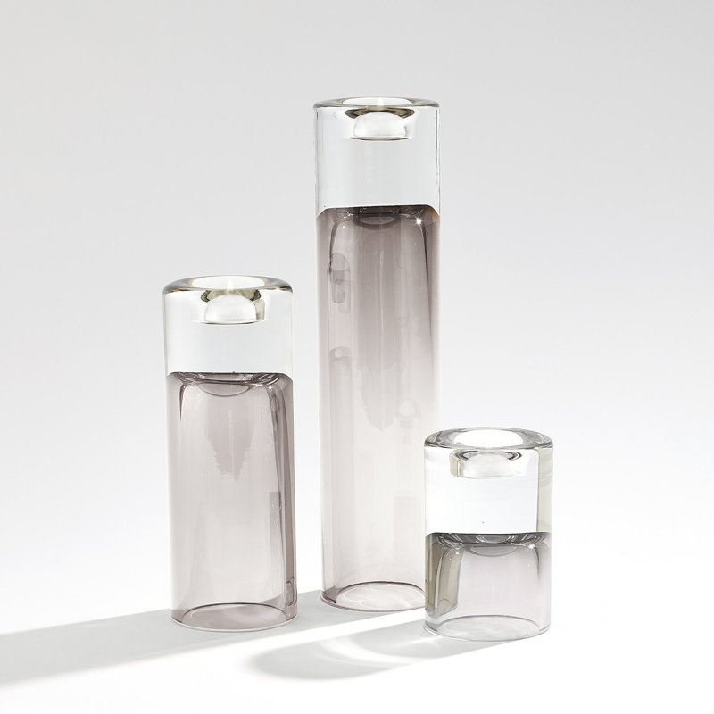 Radiant T-Lite Holder/Vase-Grey-Lg, Gray, 6" H x 4" W x 4 D