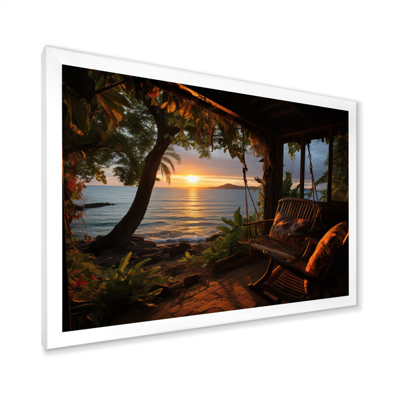 «Alisse Beach Tropical Vibes», impression sur toile, H 34 po x l 44 po x P 1,5 po, Cadre simple blanc