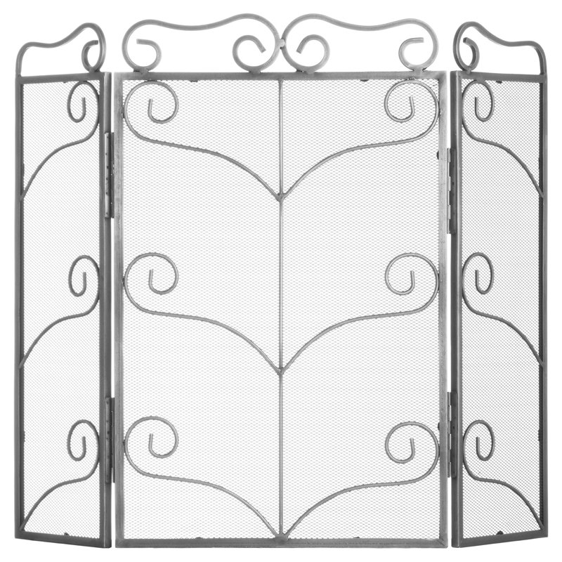 Gerik Iron Fireplace Screen, Silver