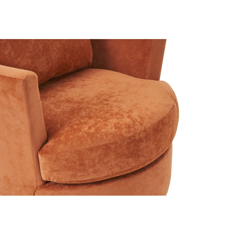 Fauteuil demi-tonneau Lindall, Velours orange