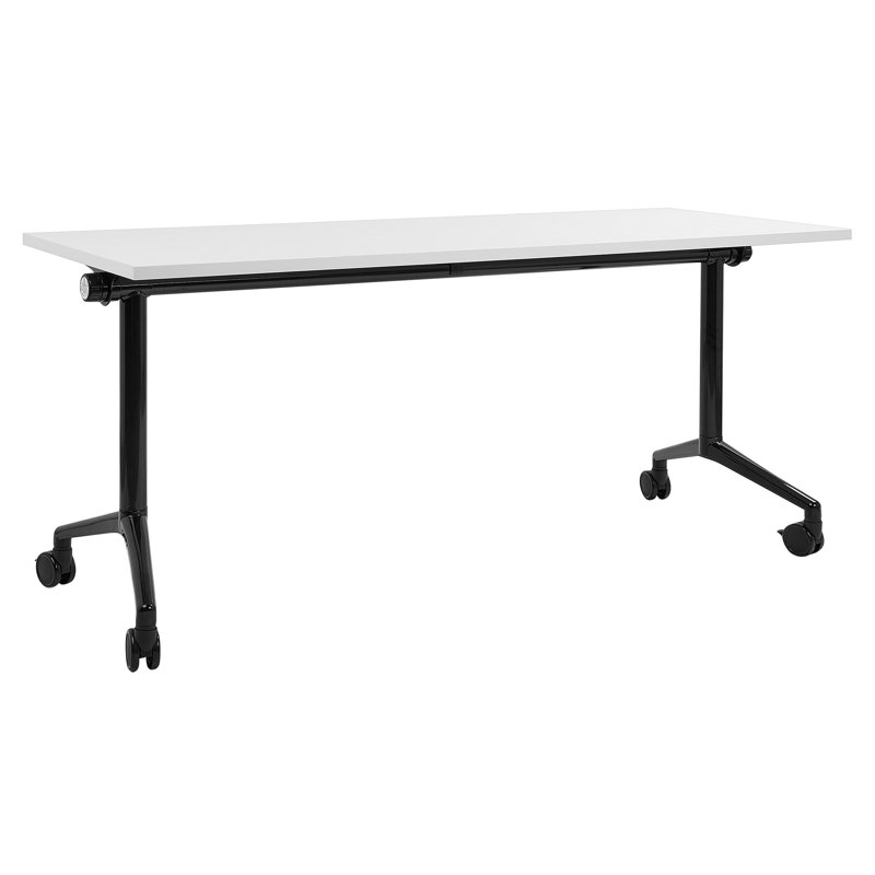 Yawen Foldable Steel Writing Desk, 160cm H x 60cm W, White/Black