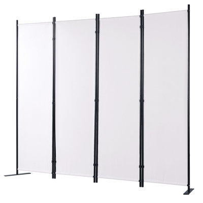 Paravent de 1,70 m (5,6 pi) pliable en tissu blanc, pour bureau, chambre, salle à manger, bureau, autoportant, blanc