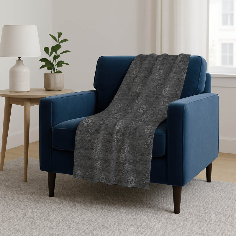 Jeté à motif floral Addison Sherpa ASB788, Gris