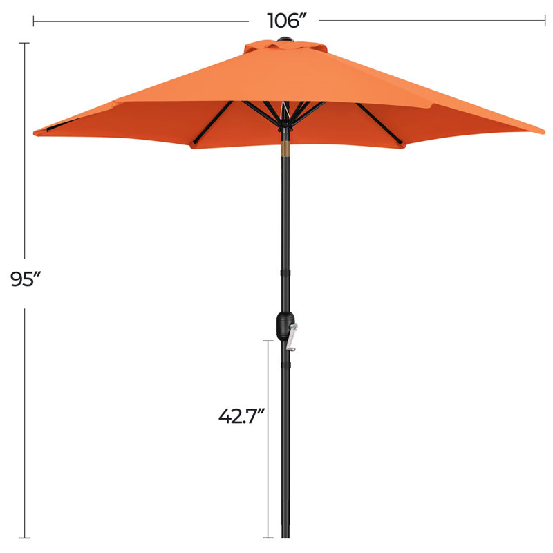 Parasol de marché de 9 pi avec bouton poussoir et manivelle Spirica, Orange