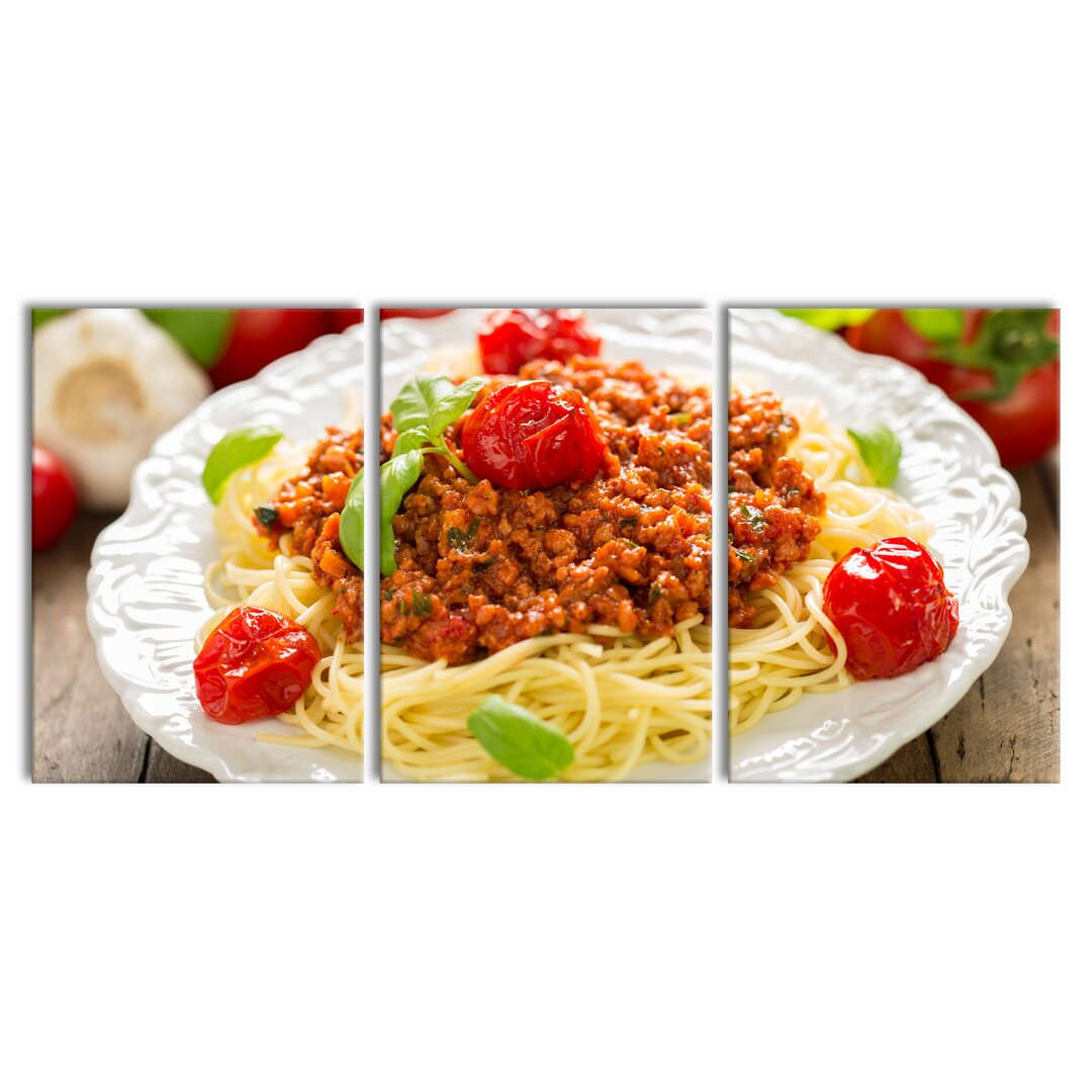 3-tlg. Leinwandbilder-Set Spaghetti Bolognese on a Plate